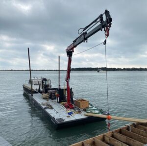 Plastic Barge in United States, High-Density Polyethylene (HDPE) workboats in Wyoming cost, boat with a crane, heavy duty plastic boat