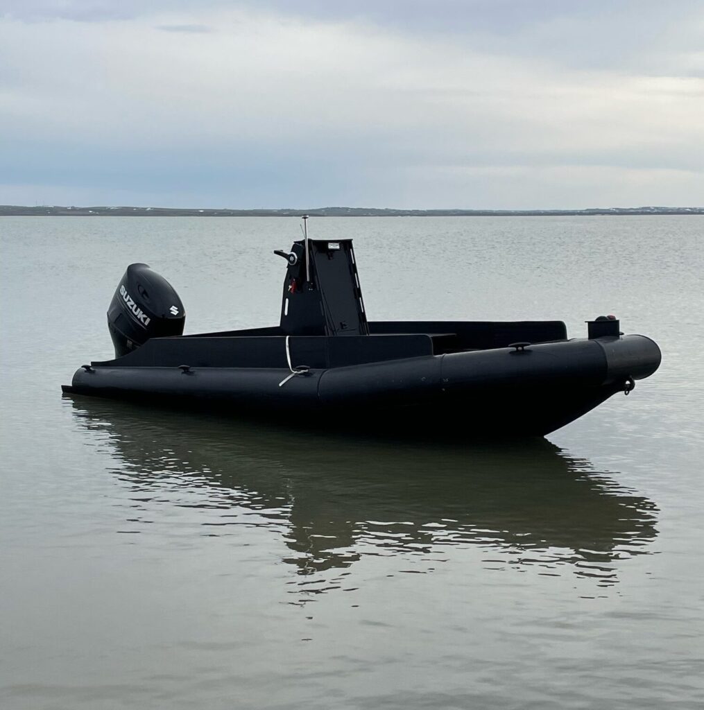 Custom boat builders. HDPE boat in black. 18 Lena HDPE Boat, Rib boat