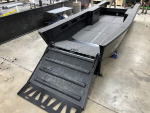 Legacy Innovations A821 HDPE boat alternate side profile view showing full hull construction